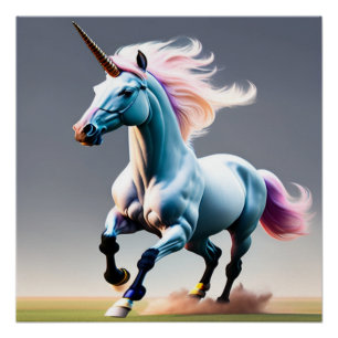 Majestic Unicorn Galloping durch die Wiese Poster