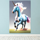 Majestic Unicorn galoppieren durch die Wiese Leinwanddruck (Insitu (Holzboden))