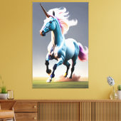 Majestic Unicorn galoppieren durch die Wiese Leinwanddruck (Insitu (Wohnzimmer))