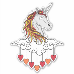 Majestic Unicorn Illustration Design Art Aufkleber