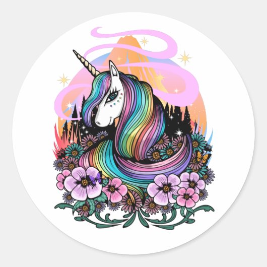 Majestic Unicorn Runder Aufkleber (Vorderseite)