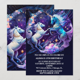 Majestic Unicorns tanzen Geburtstagsparty Einladung