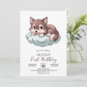 Majestic Unique Digital Wolf 1. Geburtstag Einladung (Stehend Vorderseite)