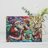 Majestic verkettet Glass Santa und Reindeerts Dankeskarte (Stehend Vorderseite)