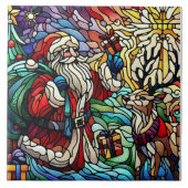 Majestic verkettet Glass Santa und Reindeerts Fliese (Vorderseite)