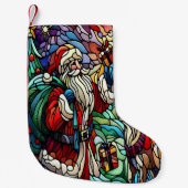 Majestic verkettet Glass Santa und Reindeerts Kleiner Weihnachtsstrumpf (Vorderseite)