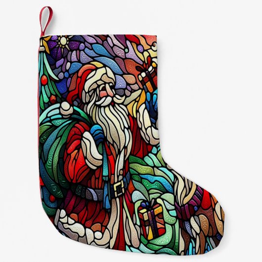 Majestic verkettet Glass Santa und Reindeerts Kleiner Weihnachtsstrumpf (Vorderseite)