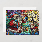 Majestic verkettet Glass Santa und Reindeerts Postkarte (Vorne/Hinten)