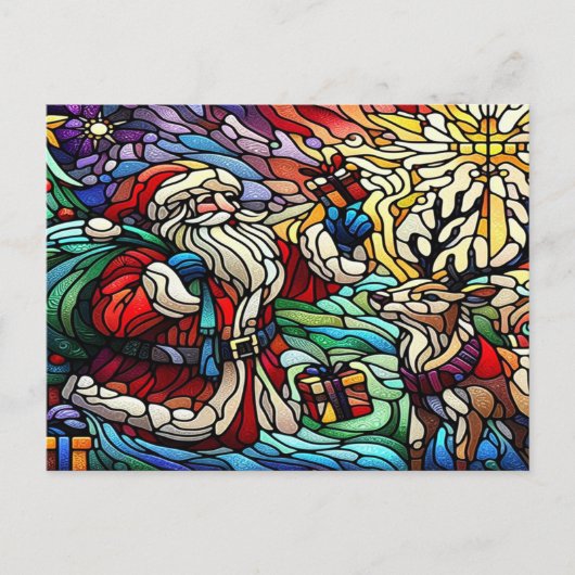 Majestic verkettet Glass Santa und Reindeerts Postkarte (Vorderseite)