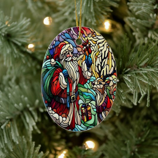 Majestic verkettet Glass Santa und Rentier Keramik Ornament (Baum)
