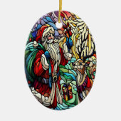 Majestic verkettet Glass Santa und Rentier Keramik Ornament (Vorne)