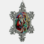 Majestic verkettet Glass Santa und Rentier Schneeflocken Zinn-Ornament (Links)