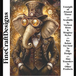 Majestic Verziert Steampunk Elephant AT3 Decoupage Seidenpapier
