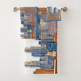 Majestic View New York City Skyline künstlerisch Badhandtuch Set