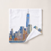 Majestic View New York City Skyline künstlerisch Badhandtuch Set (Waschlappen)