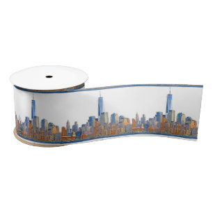 Majestic View New York City Skyline künstlerisch Satinband