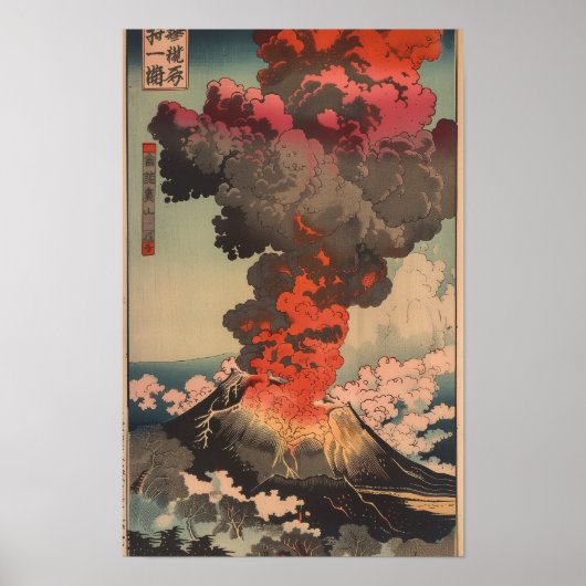 Majestic Vulkan Flames and Smoke Nature Poster (Vorne)