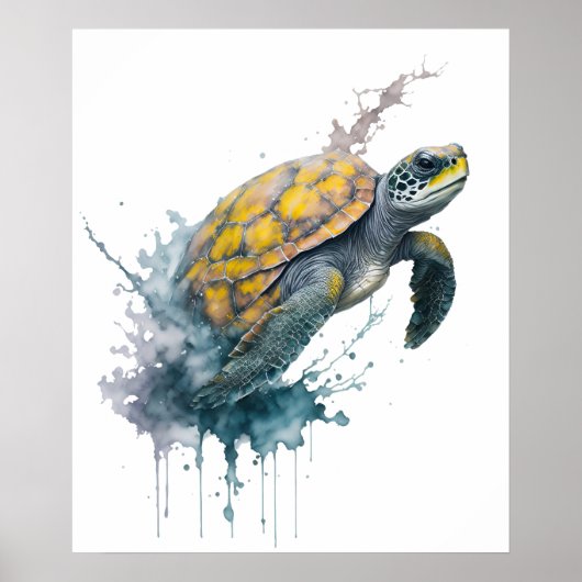 Majestic Wanderer - Aquarellschildkröte Poster (Vorne)