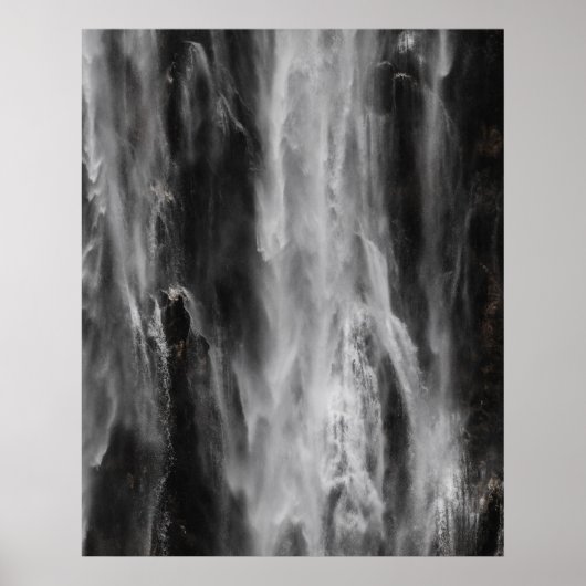 Majestic Wasserfall Boka, Slowenien, schwarz und w Poster (Vorne)