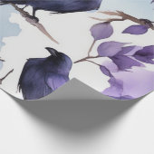 Majestic Watercolor Crow-Muster Geschenkpapier (Ecke)