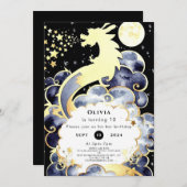 Majestic Watercolor Dragon Birthday Einladung (Vorne/Hinten)