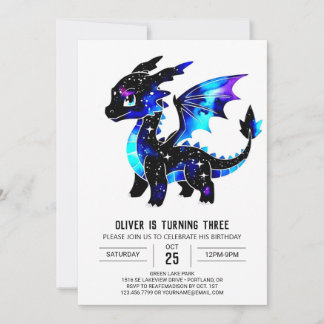 Majestic Watercolor Dragon Digital Boy Geburtstag Einladung