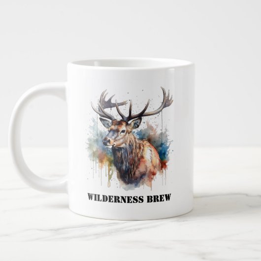 Majestic Watercolor Elk Portrait, kundenspezifisch Jumbo-Tasse (Links)