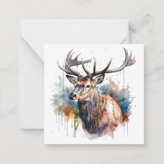 Majestic Watercolor Elk Portrait Mitteilungskarte (Vorderseite)