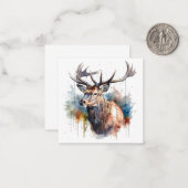Majestic Watercolor Elk Portrait Mitteilungskarte (Vorderseite/Rückseite Beispiel)
