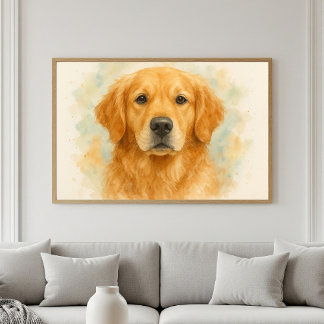 Majestic Watercolor Golden Retriever Portrait Poster