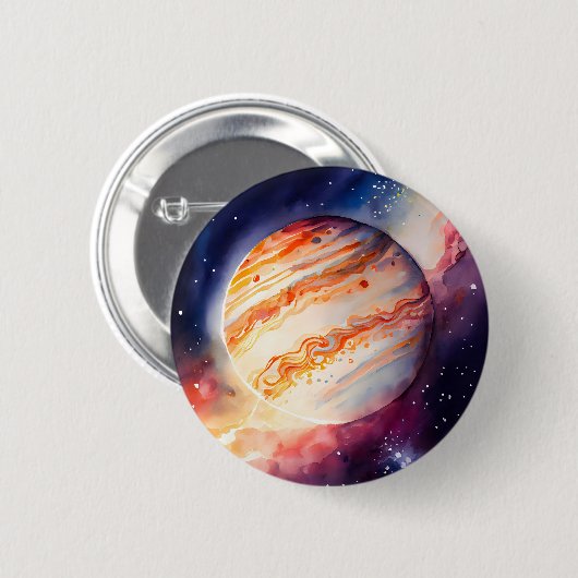 Majestic Watercolor Jupiter Art Button (Vorne & Hinten)
