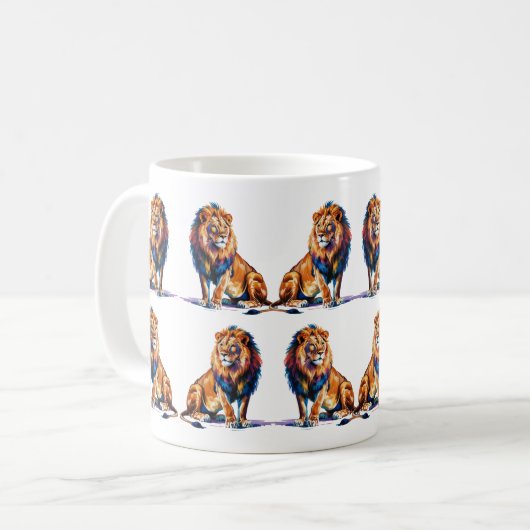 Majestic Watercolor Lion Art Kaffeetasse (Vorderseite Links)