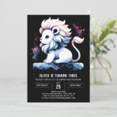Majestic Watercolor Lion Birthday Einladung (Stehend Vorderseite)