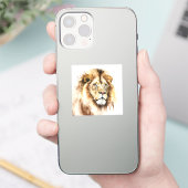 Majestic Watercolor Lion Square Sticker (Telefon)