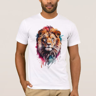 Majestic Watercolor Splash Art Lion Bold T-Shirt
