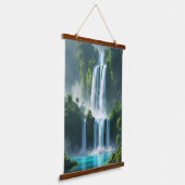 Majestic Waterfall Landschaft Wandteppich Mit Holzrahmen (Gewinkelt)