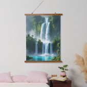 Majestic Waterfall Landschaft Wandteppich Mit Holzrahmen (Schlafzimmer)