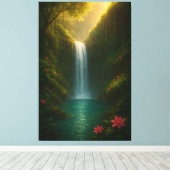 Majestic Waterfall Nature Canvas Print Leinwanddruck (Insitu (Holzboden))