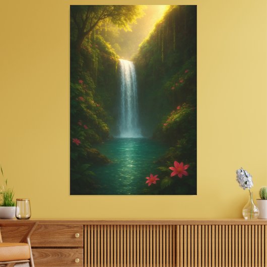 Majestic Waterfall Nature Canvas Print Leinwanddruck (Insitu (Wohnzimmer))