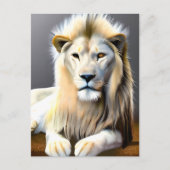 Majestic Weiße Löwe mit farbenfrohen Augen Postkarte (Vorderseite)