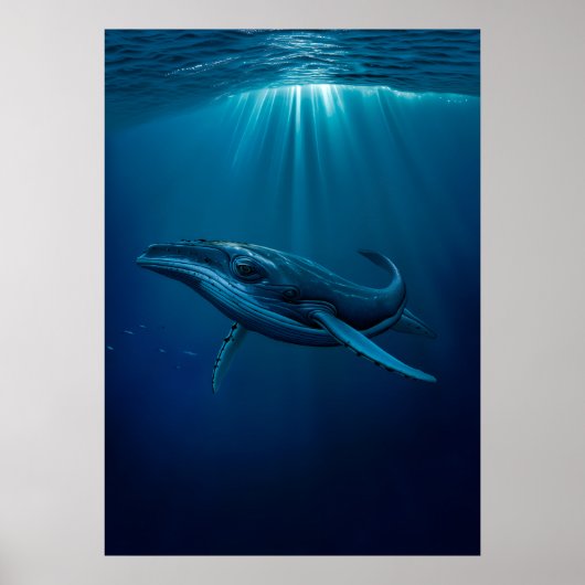 Majestic Whale im tiefen Blauen Meer Poster (Vorne)