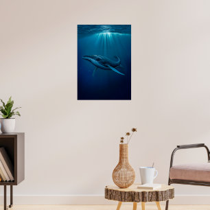 Majestic Whale im tiefen Blauen Meer Poster