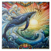 Majestic Whale in verkettetem Glas Fliese (Vorderseite)