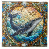 Majestic Whale in verkettetem Glas Fliese (Vorderseite)