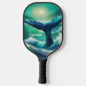 Majestic Whale Schwanz Blau und Weiß Pickleball Schläger (Rückseite)