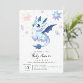 Majestic Whimsical Dragon Baby Dusche Einladung (Stehend Vorderseite)