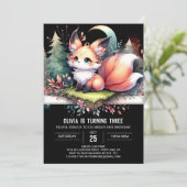 Majestic Whimsy Fox Geburtstag digital Einladung (Stehend Vorderseite)