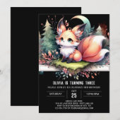 Majestic Whimsy Fox Geburtstag digital Einladung (Vorne/Hinten)