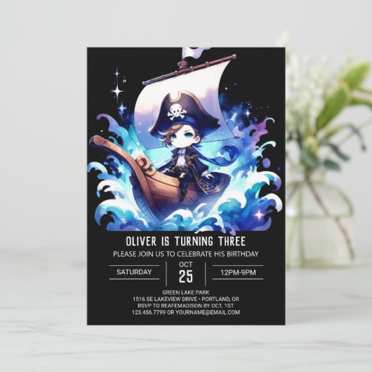 Majestic Whimsy Pirate Einladung (Stehend Vorderseite)