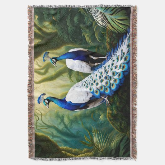 Majestic White and Blue Peacock in Forest Decke (Vorderseite Vertikal)